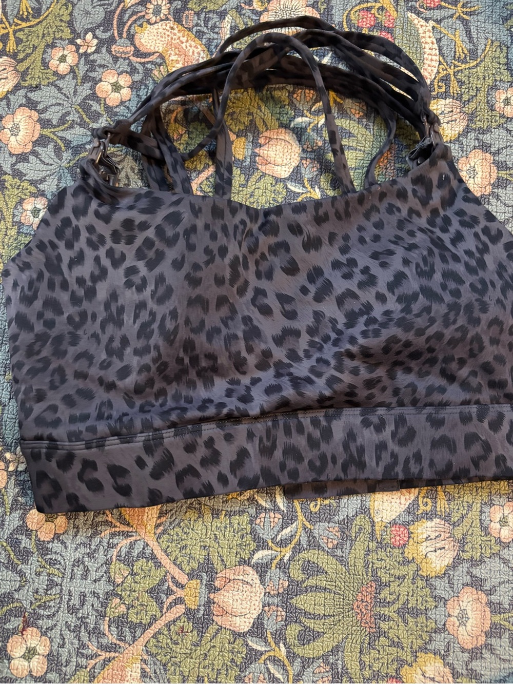 Leopard Print Strappy Bralette - Black